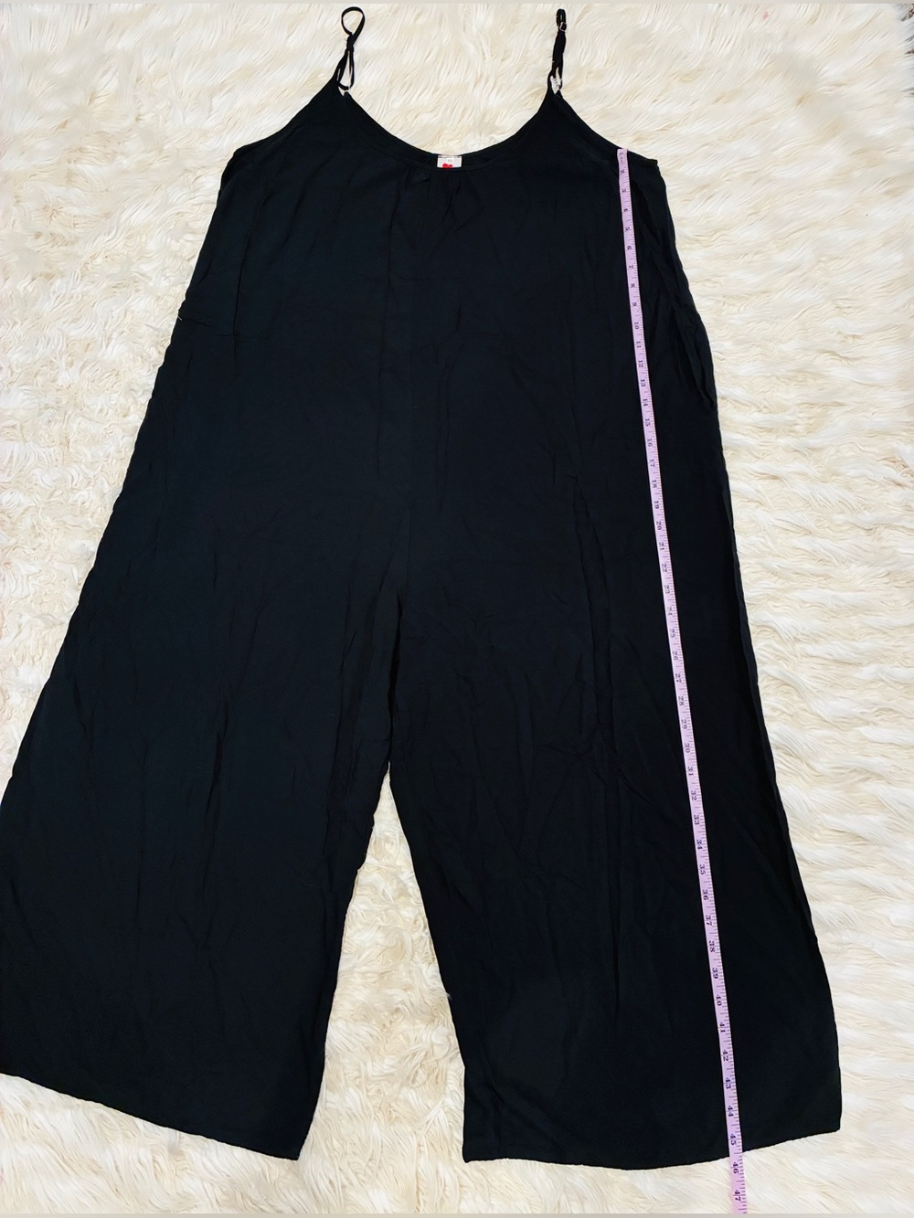 Gothic Sleek Black Jumpsuit Spaghetti Strap Adjustable Pockets size XXL - Picture 11 of 11